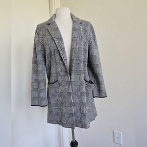 J. Crew Sophie Open Front Sweater Blazer Glen Plaid Wool Blend Size Medium